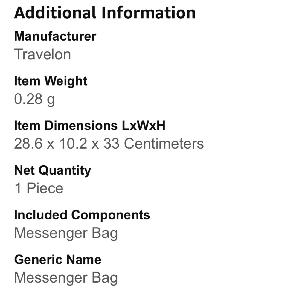 Travelon Charcoal Unisex Tote Messenger Bag - Picture 13 of 13